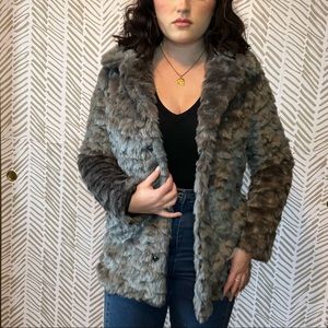 Gray Faux Fur Coat Jacket